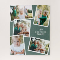 Modern stylish multi photo family home sage green