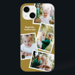 Modern stylish multi photo family mustard elegant Case-Mate iPhone 14 case<br><div class="desc">Modern stylish multi photo family electronic phone case design. Ideal birthday,  Christmas,  mothers day or Fathers day design. Mustard colour can be changed.</div>