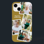 Modern stylish multi photo family mustard elegant Case-Mate iPhone 14 case<br><div class="desc">Modern stylish multi photo family electronic phone case design. Ideal birthday,  Christmas,  mothers day or Fathers day design. Mustard colour can be changed.</div>