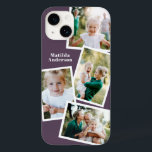 Modern stylish multi photo family purple Case-Mate iPhone 14 case<br><div class="desc">Modern stylish multi photo family electronic phone case design. Ideal birthday,  Christmas,  mothers day or Fathers day design. Purple colour can be changed.</div>