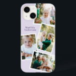 Modern stylish multi photo family purple girly Case-Mate iPhone 14 case<br><div class="desc">Modern stylish multi photo family electronic phone case design. Ideal birthday,  Christmas,  mothers day or Fathers day design. purple lilac colour can be changed.</div>