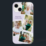 Modern stylish multi photo family purple girly Case-Mate iPhone 14 case<br><div class="desc">Modern stylish multi photo family electronic phone case design. Ideal birthday,  Christmas,  mothers day or Fathers day design. purple lilac colour can be changed.</div>
