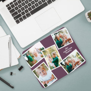 Modern stylish multi photo family purple mouse pad