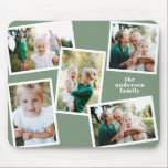 Modern stylish multi photo family sage green mouse pad<br><div class="desc">Modern stylish multi photo family home decor. The sage green elegant colour can be changed.</div>
