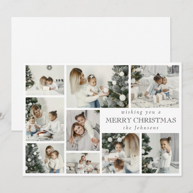 Modern Stylish Multi Photo Grid Holiday Card (Front/Back)