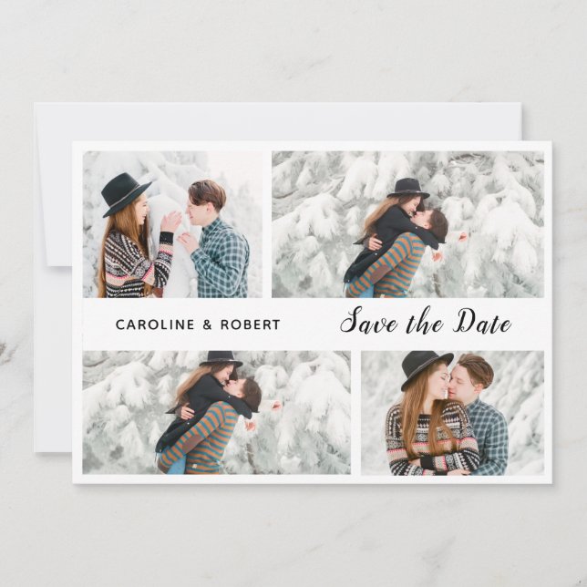 modern stylish multi photo save the date holiday (Front)
