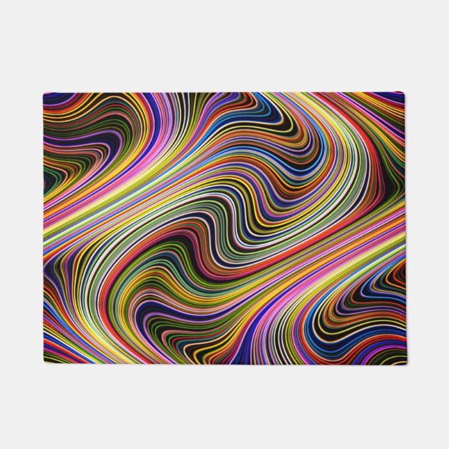 Modern Stylish Multicolor Curvy Lines Doormat (Front)