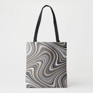 Modern Stylish Multicolor Curvy Lines Tote Bag
