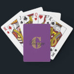 Modern Stylish Name Elegant Monogram Playing Cards<br><div class="desc">Modern Stylish Name Monogram Purple Playing Cards. Customize your own initial and name.  Makes a great personal gift for a family,  hostess,  housewarming,  employer,  employees,  canasta club,  poker club,  bridge club,  or anyone who enjoys playing cards!</div>