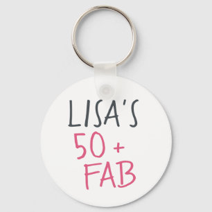 Modern Stylish Name Hot Pink 50 Fabulous Birthday Keychain