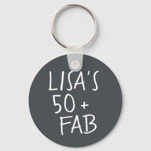 Modern Stylish Name Off-Black 50 Fabulous Birthday Keychain