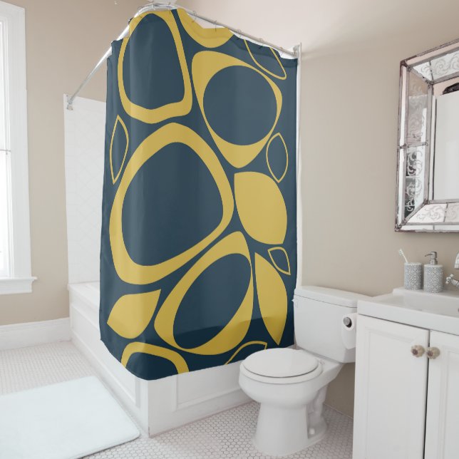 Modern Stylish Navy Blue Mustard Abstract Pattern (In Situ)