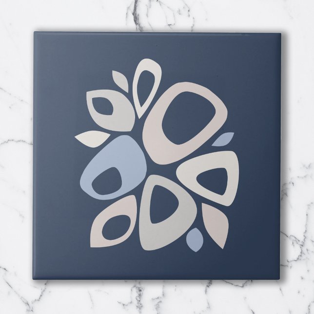Modern Stylish Navy Ice Blue Grey Abstract Tile (Creator Uploaded)