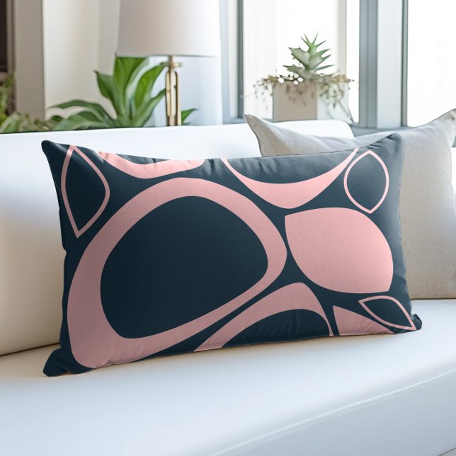 Modern Stylish Navy Soft Pink Abstract Pattern Accent Pillow (Creator Uploaded)
