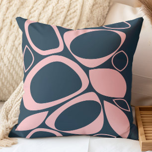 Modern Stylish Navy Soft Pink Abstract Pattern Throw Pillow