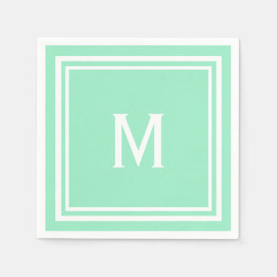 Modern Stylish Neo Mint Green Custom Monogram Napkin