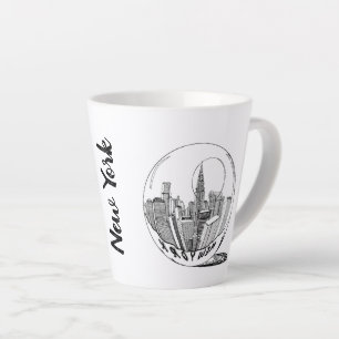 Modern Stylish New York Sity in Ball Black White Latte Mug
