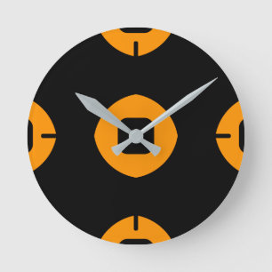 Modern Stylish Orange and Black Round Clock