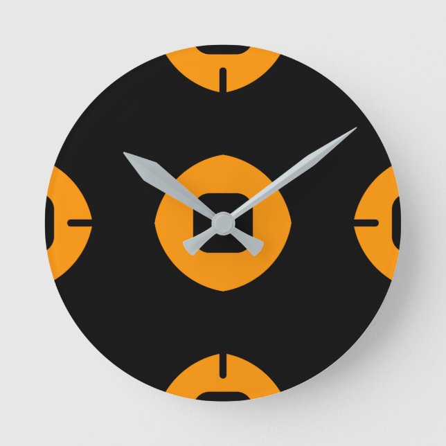 Modern Stylish Orange and Black Round Clock (Front)