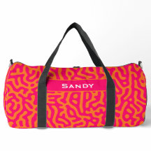 Modern stylish orange fuchsia monogram name