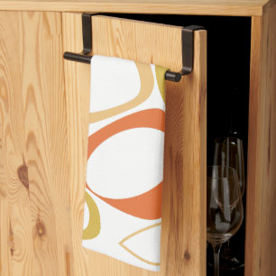 Modern Stylish Orange Yellow Abstract Pattern Kitchen Towel
