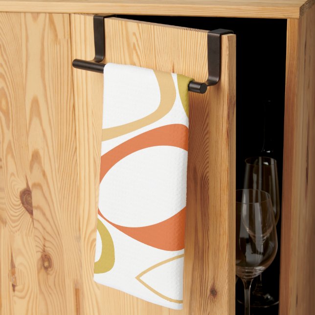 Modern Stylish Orange Yellow Abstract Pattern Kitchen Towel (Thirds Fold)