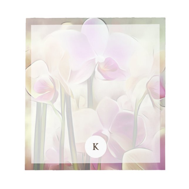 Modern Stylish Orchids | Add Your Initial Notepad (Front)