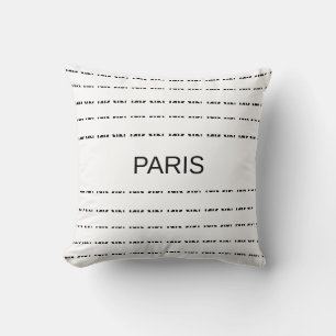 Modern stylish Paris calligraphy in black & white Throw Pillow