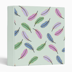 Modern Stylish Pastel Blue Feathers Pattern Binder