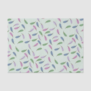 Modern Stylish Pastel Blue Feathers Pattern Tissue Paper