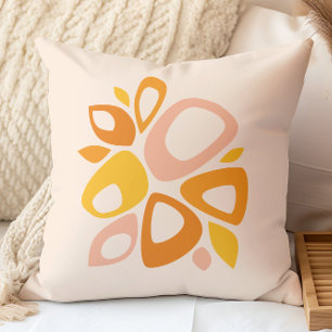 Modern Stylish Peach Marigold Yellow Abstract Throw Pillow