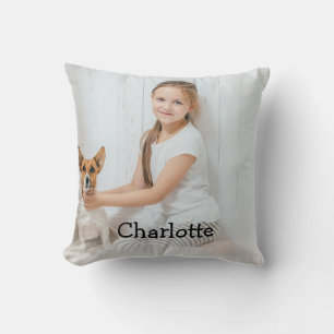 Modern Stylish Personalized Photo Monogram Throw Pillow