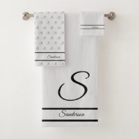  Modern Stylish Pewter Grey White Monogram Name