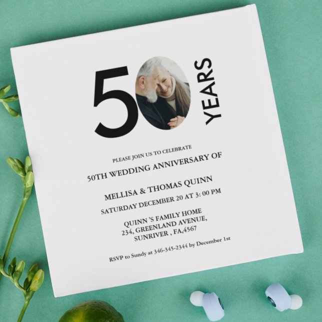 Modern stylish photo 50TH Wedding anniversary  Invitation (Creator Uploaded)