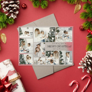 Modern Stylish Photo Grid Christmas Holiday Card Acrylic Invitations