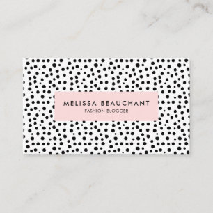 Modern Stylish Pink & Black Dots   Custom Colour Business Card