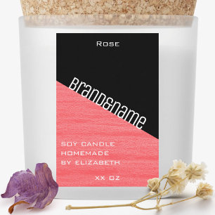 Modern Stylish Pink Black Two Colours Candles & Food Label