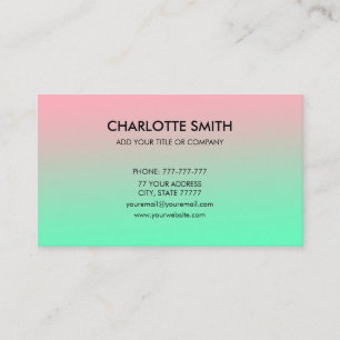 Modern Stylish Pink & Green Gradient Customizable  Business Card
