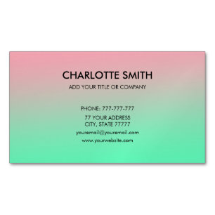 Modern Stylish Pink & Green Gradient Customizable Magnetic Business Card