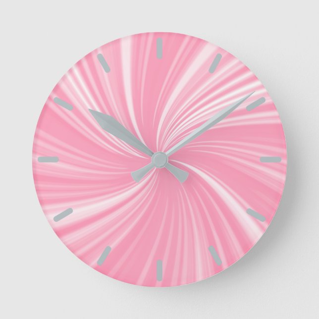 Modern Stylish Pink Pattern Round Clock (Front)