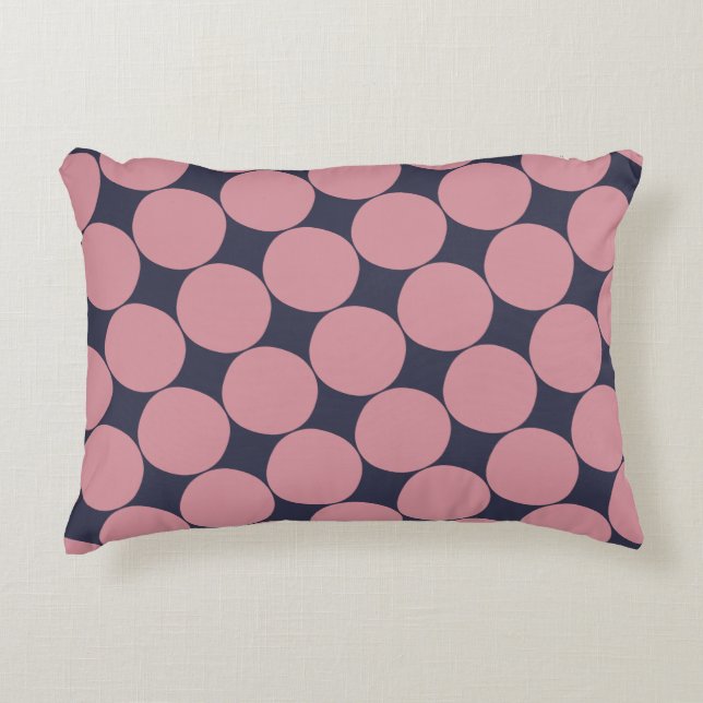 Modern Stylish Pink Polka Dot Decorative Pillow (Front)