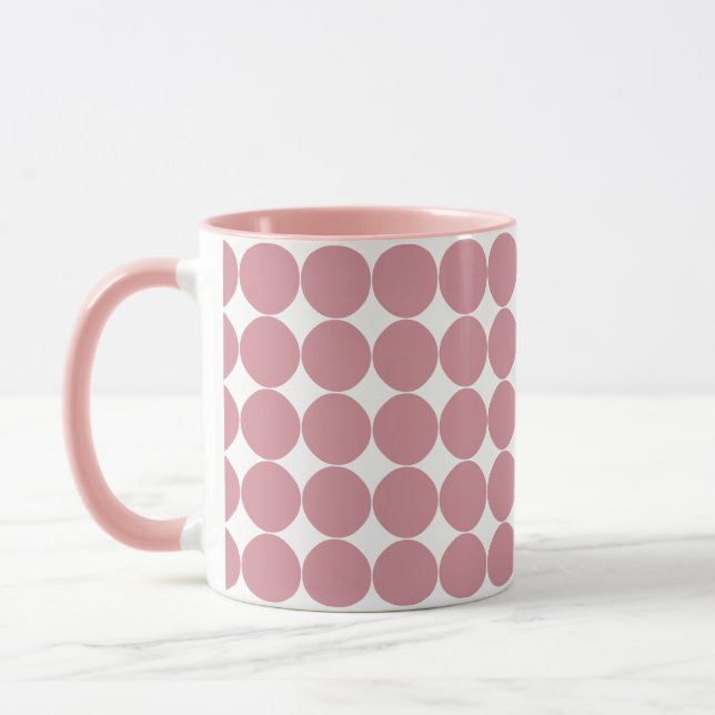 Modern Stylish Pink Polka Dot Mug (Left)