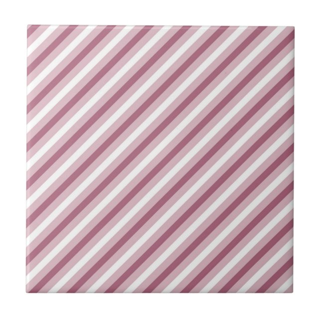 Modern Stylish Pink Purple Angled Stripe Design Tile (Front)