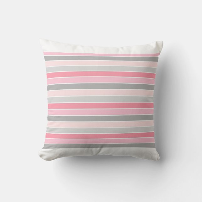 Modern Stylish Pink Stripe Pattern Throw Pillow (Front)