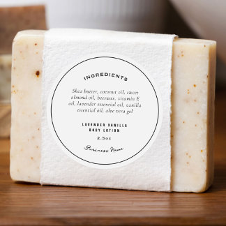 Modern Stylish Product Ingredients List Classic Round Sticker