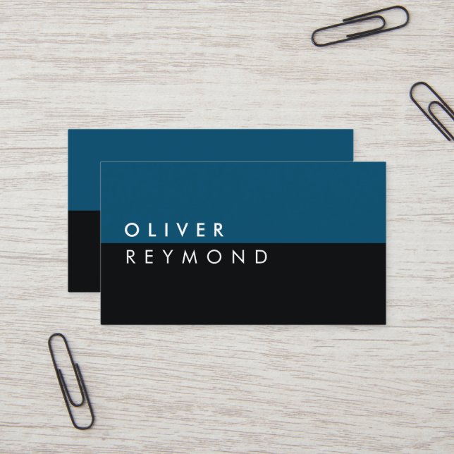 Modern & Stylish Professional black-and-blue Business Card (Front/Back In Situ)