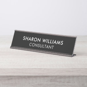 Modern Stylish Professional Black Minimalist Desk Name Plate