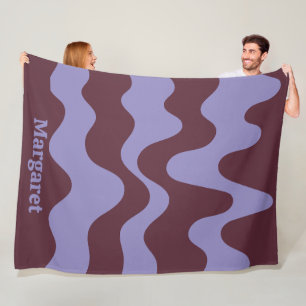 Modern stylish purple &brown custom name fleece blanket