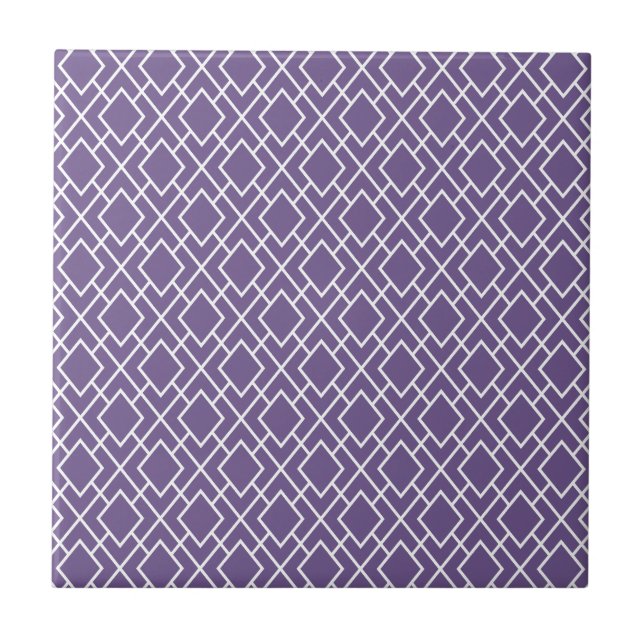 Modern Stylish Purple Diamond Pattern Tile (Front)