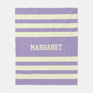Modern stylish purple white personalized name fleece blanket